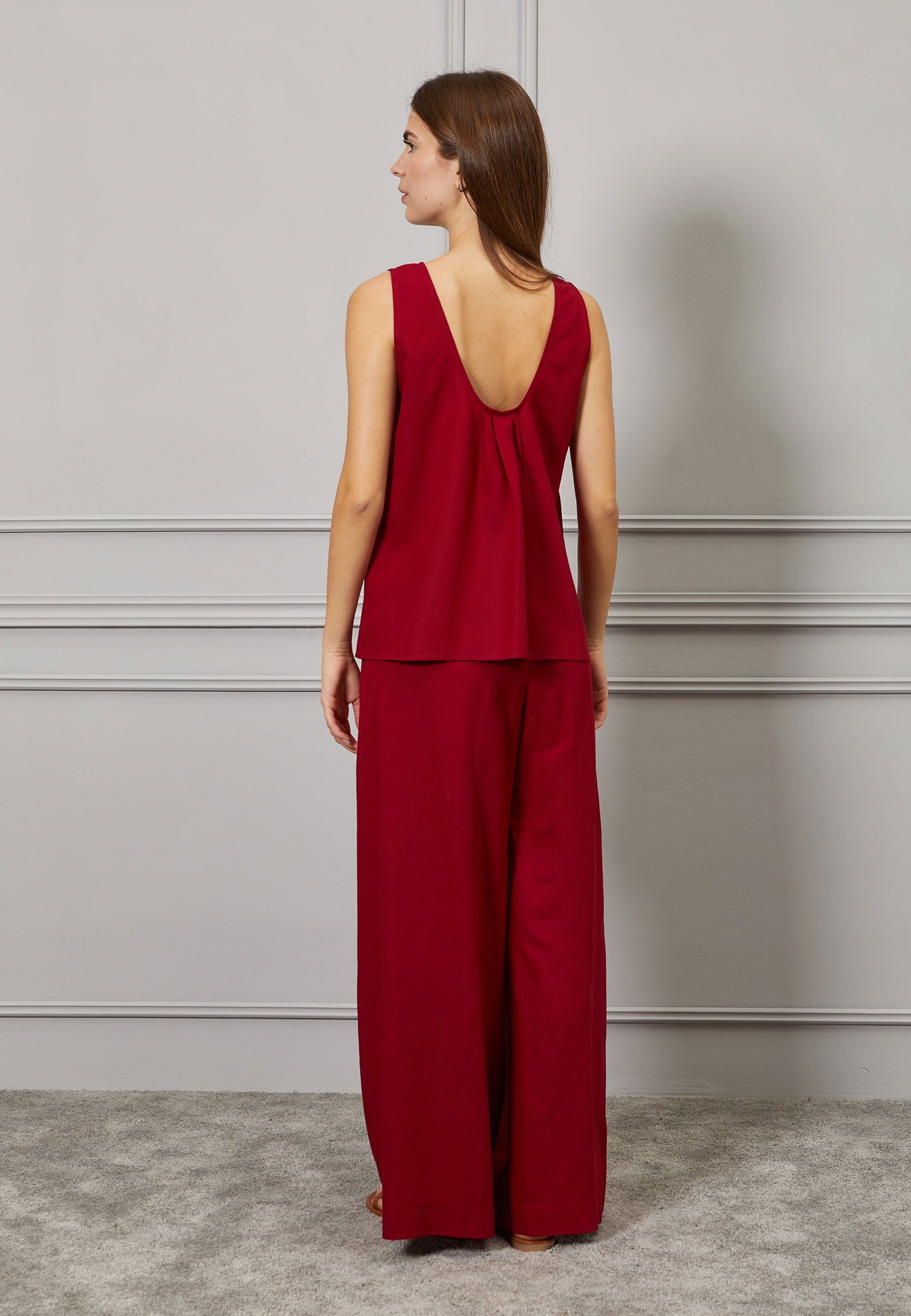 Pantalone ampio viscosa e lino