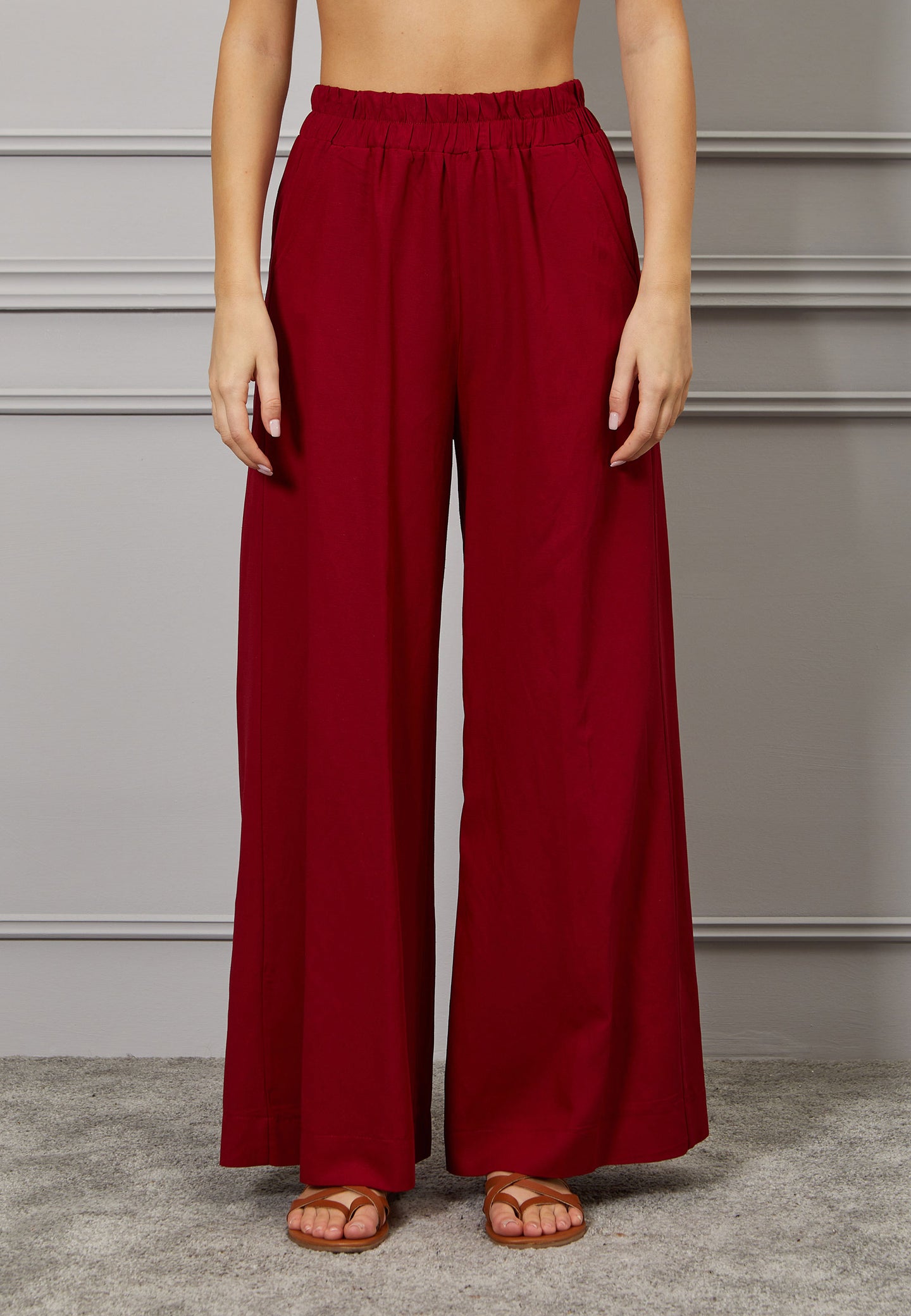 Pantalone ampio viscosa e lino