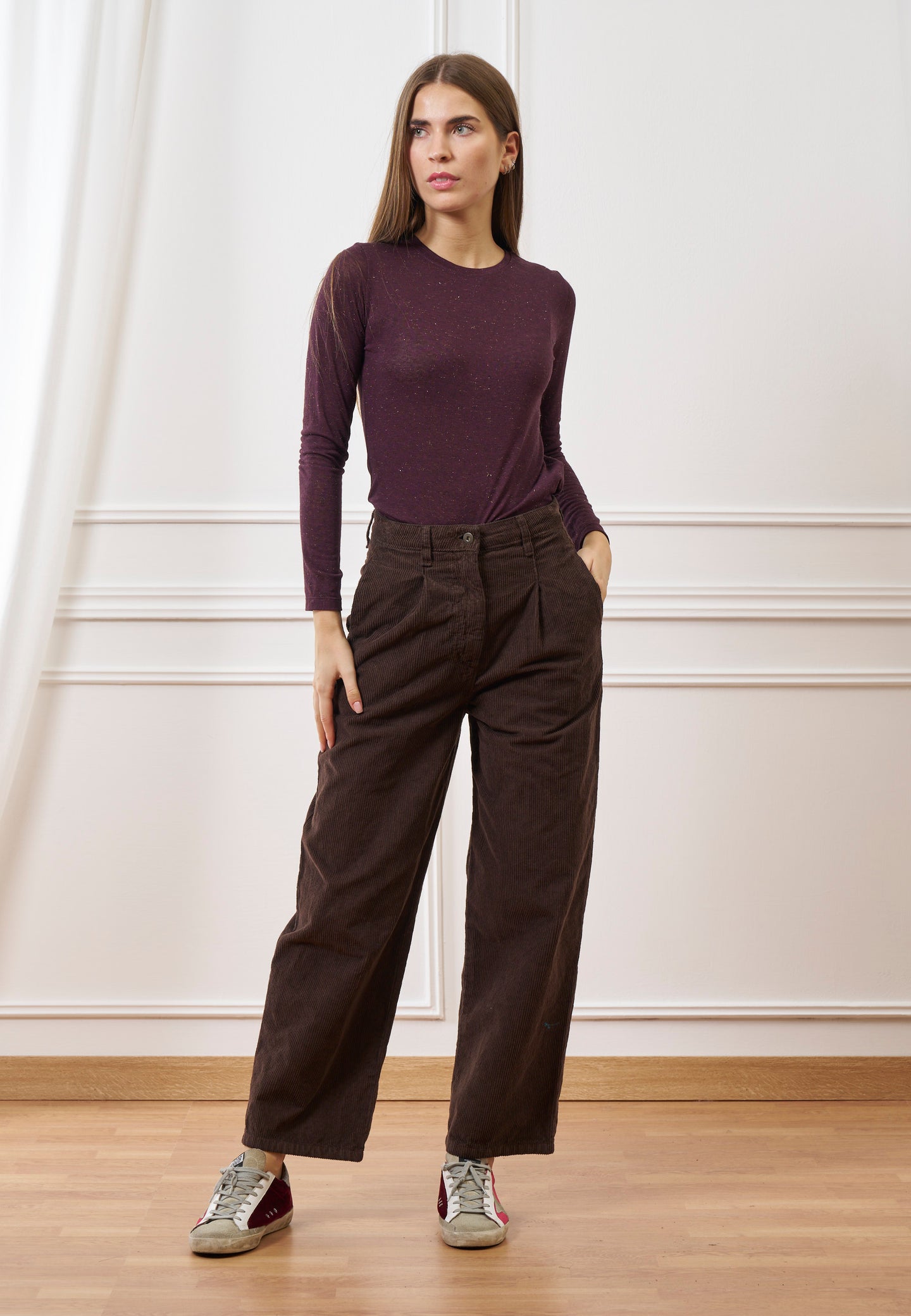 Pantalone balloon in velluto a coste