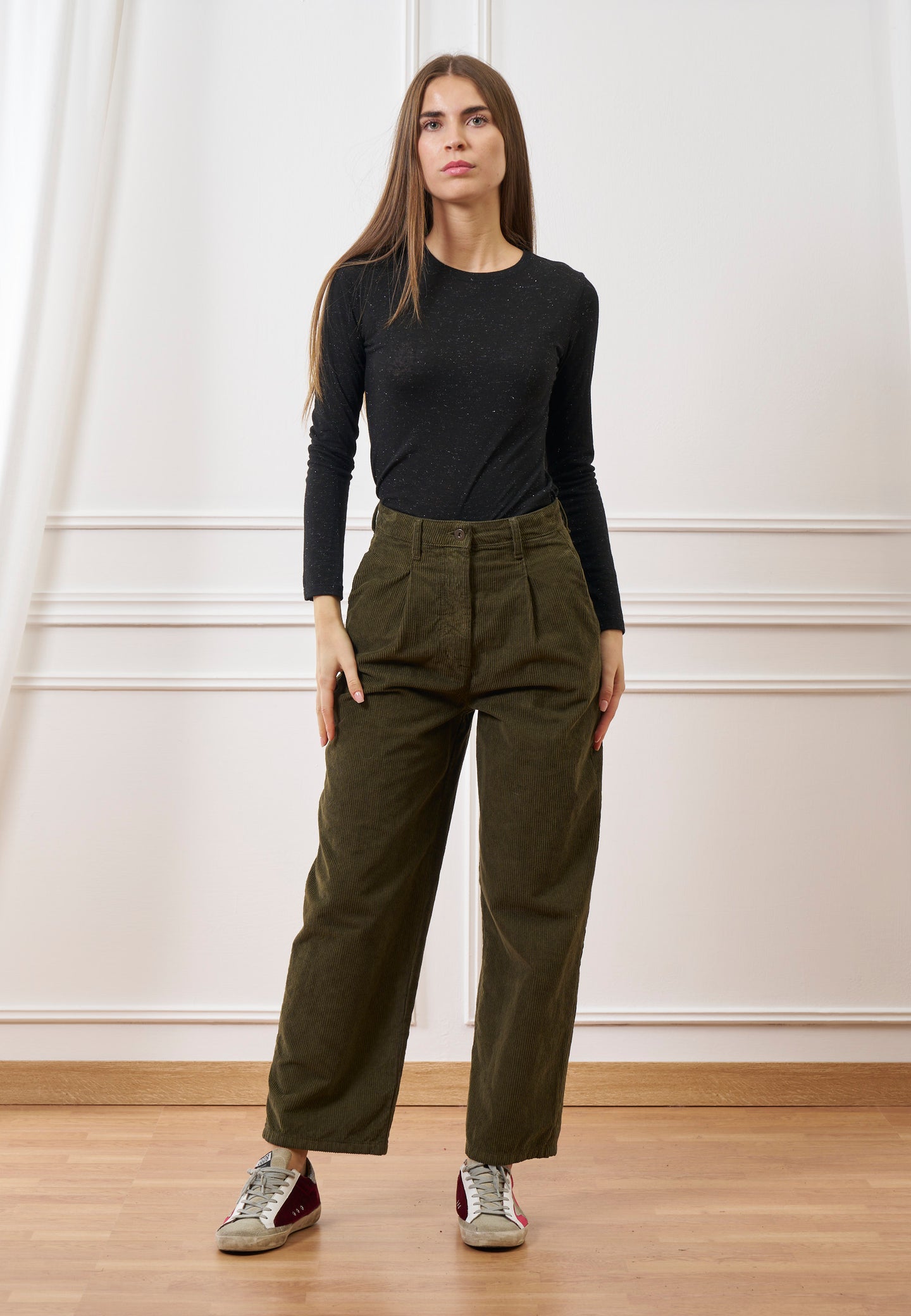 Pantalone balloon in velluto a coste