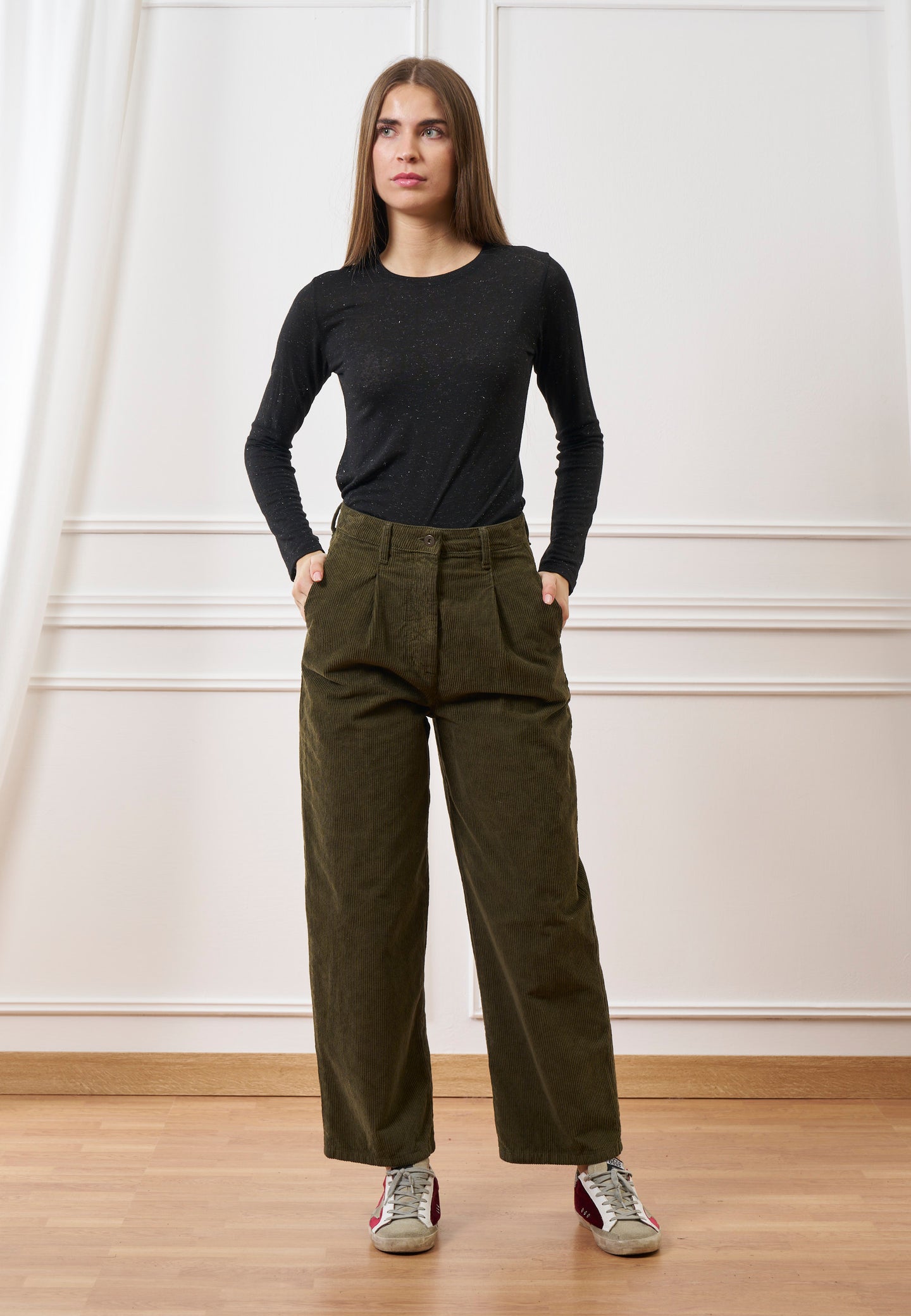 Pantalone balloon in velluto a coste