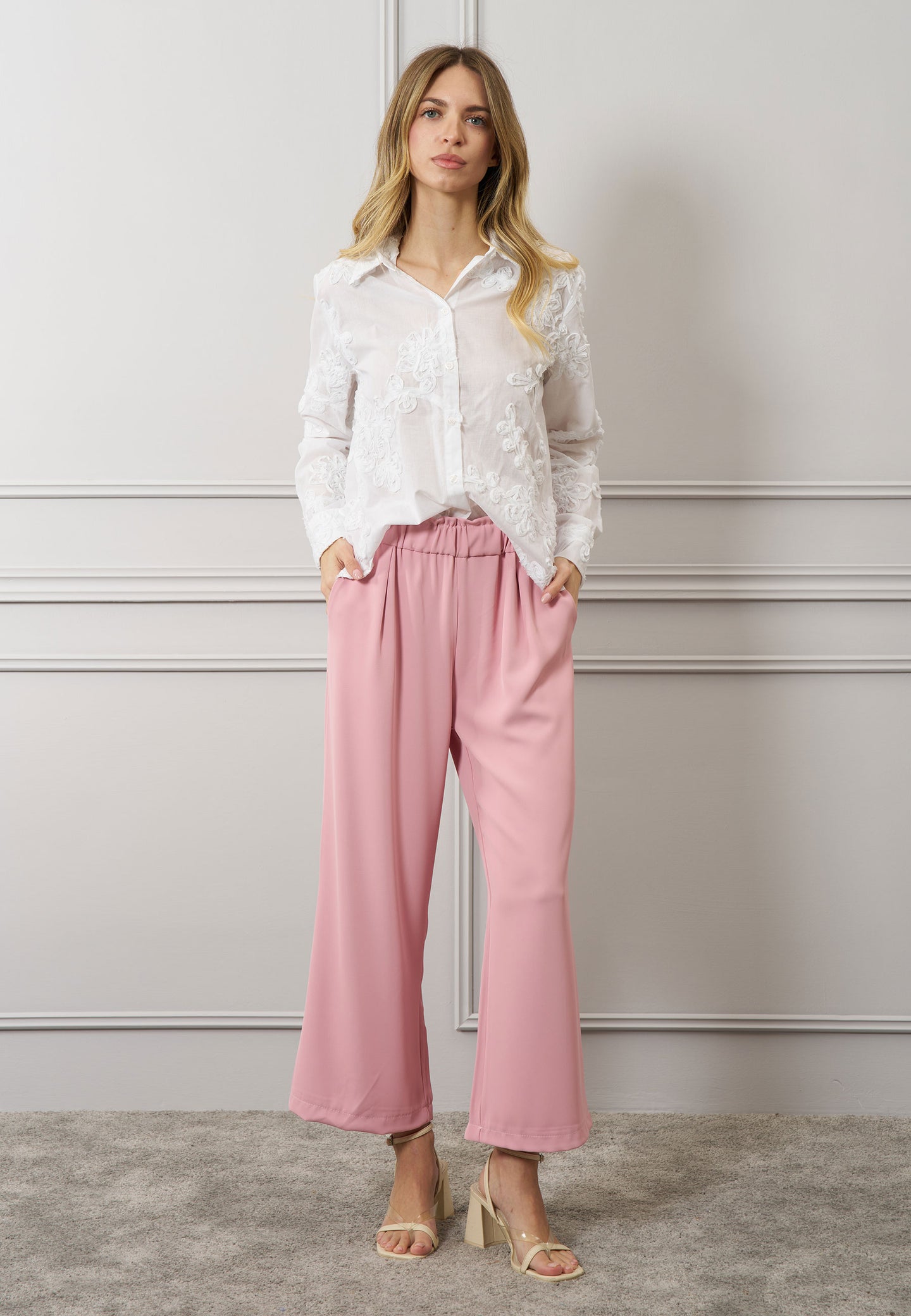 Pantalone crop elastico vita