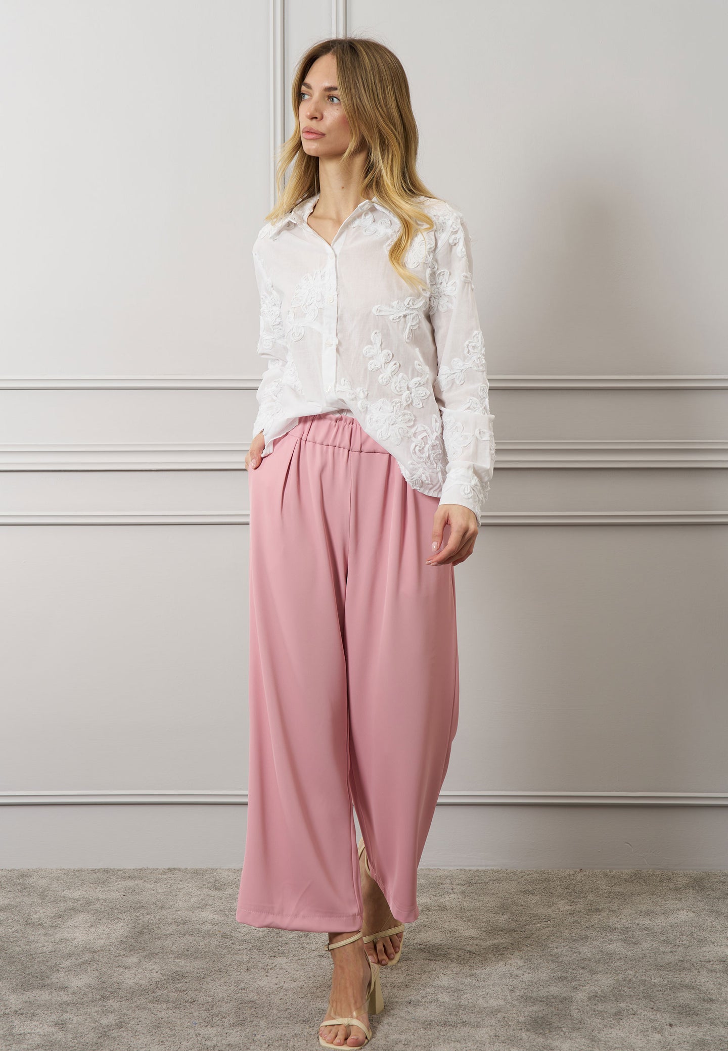 Pantalone crop elastico vita