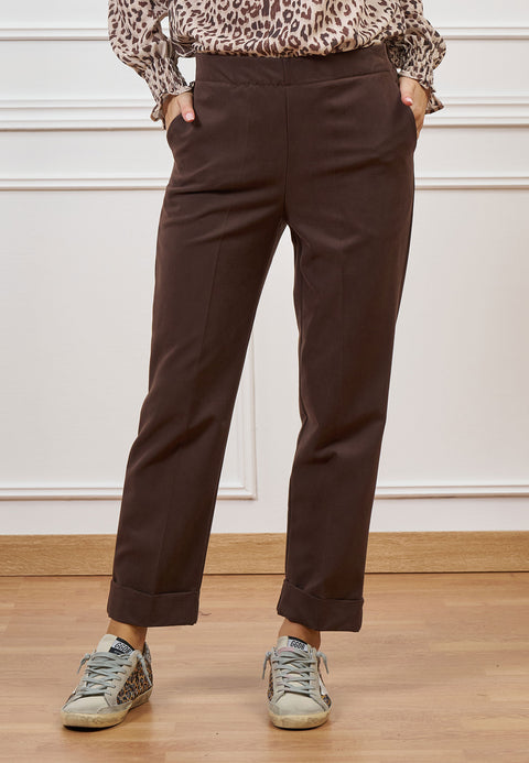 Pantalone cropped con risvolto