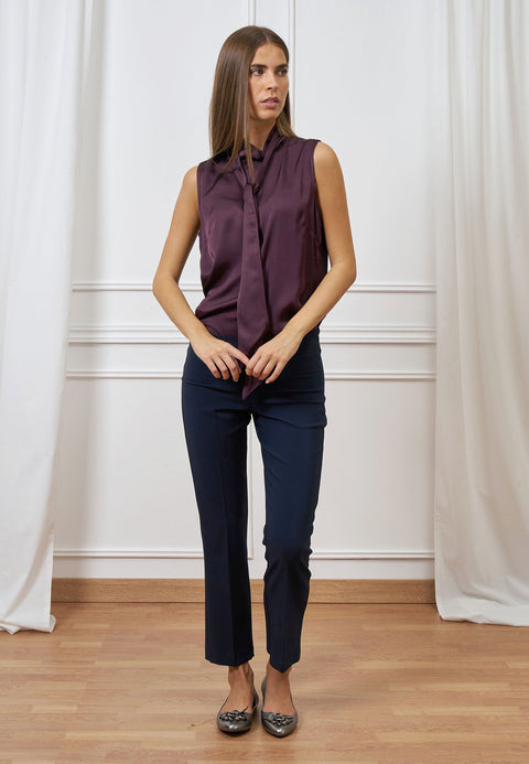 Pantalone dritto con zip laterale