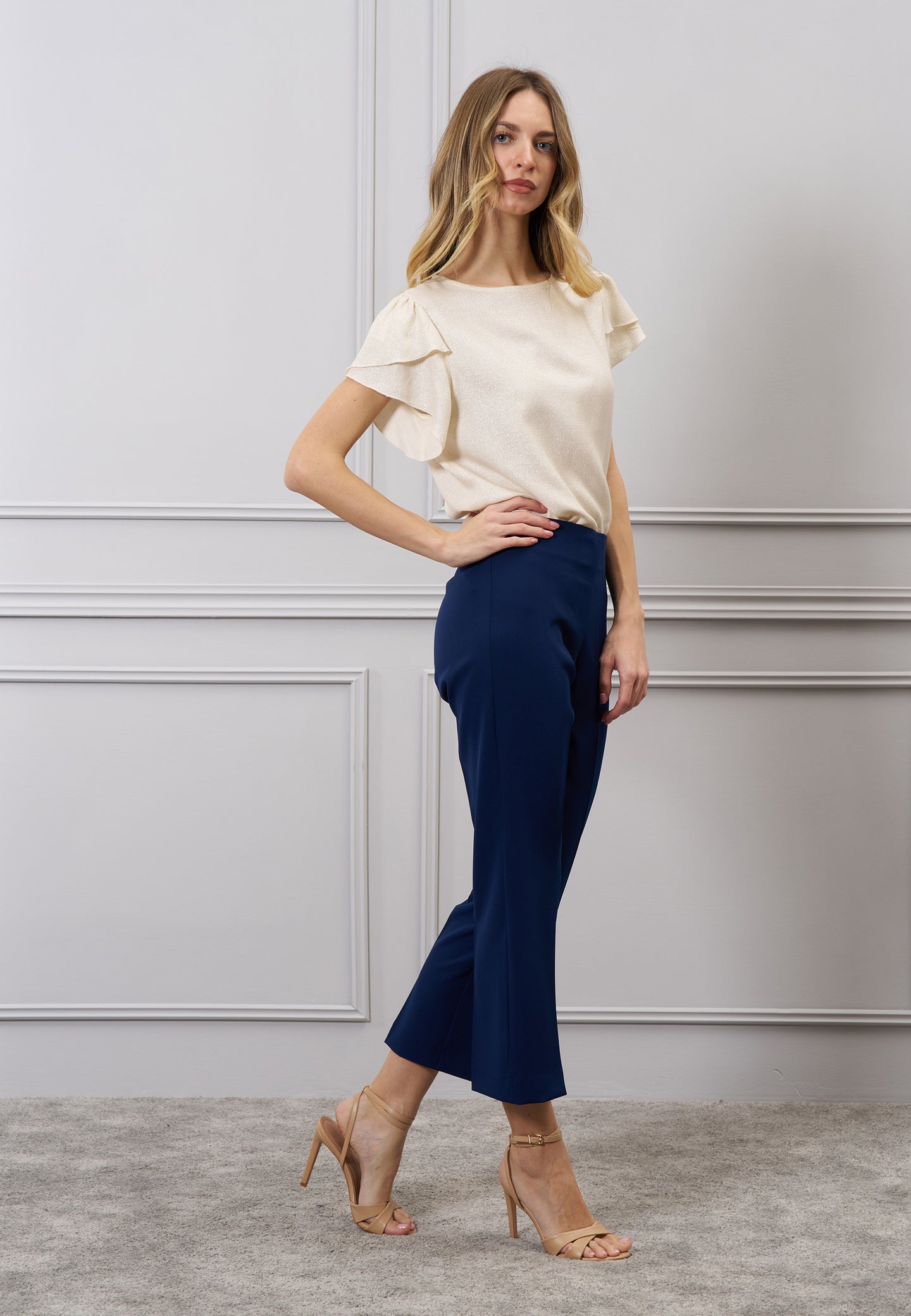 Pantalone dritto zip laterale