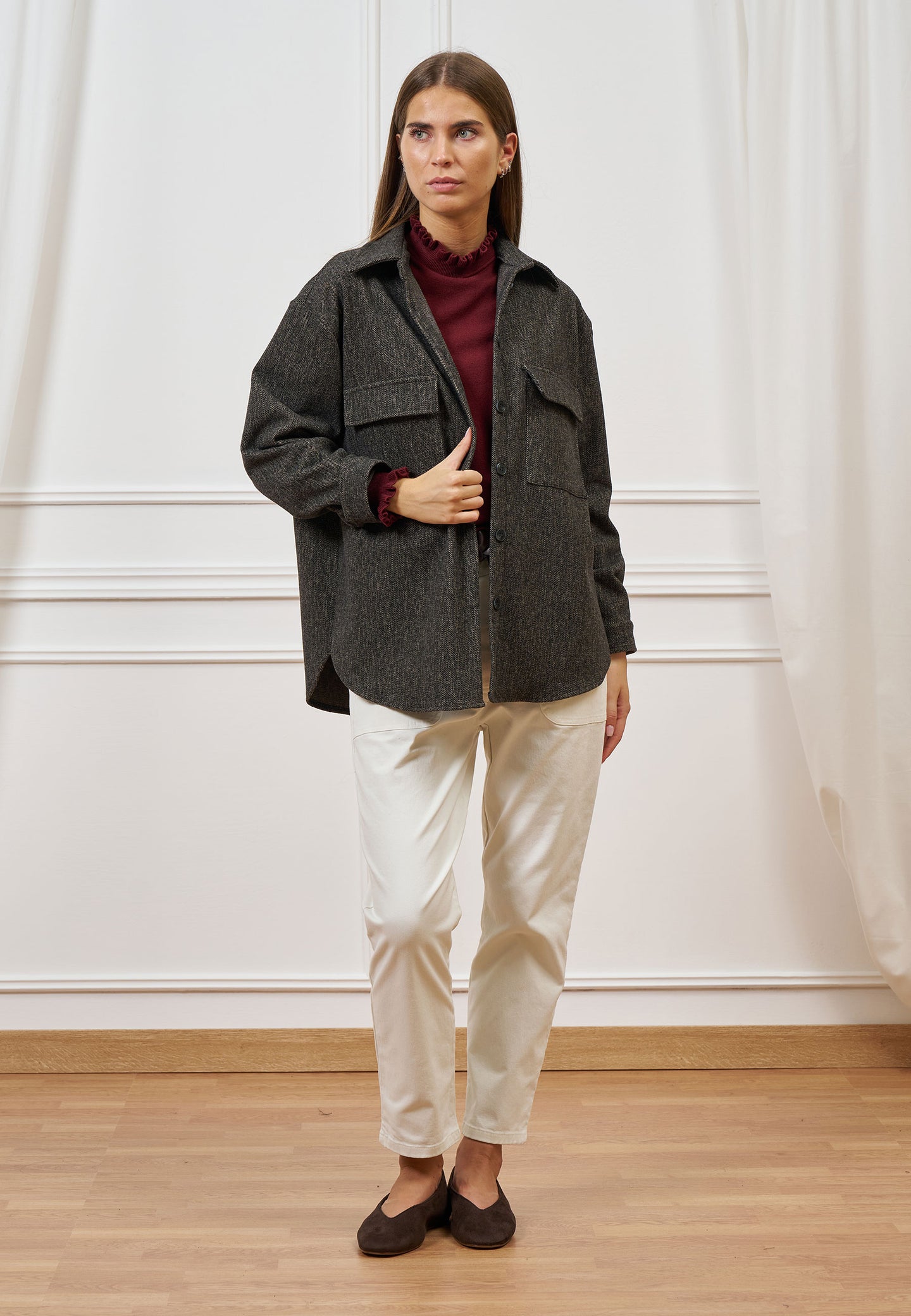 Giacca over spinata con tasche