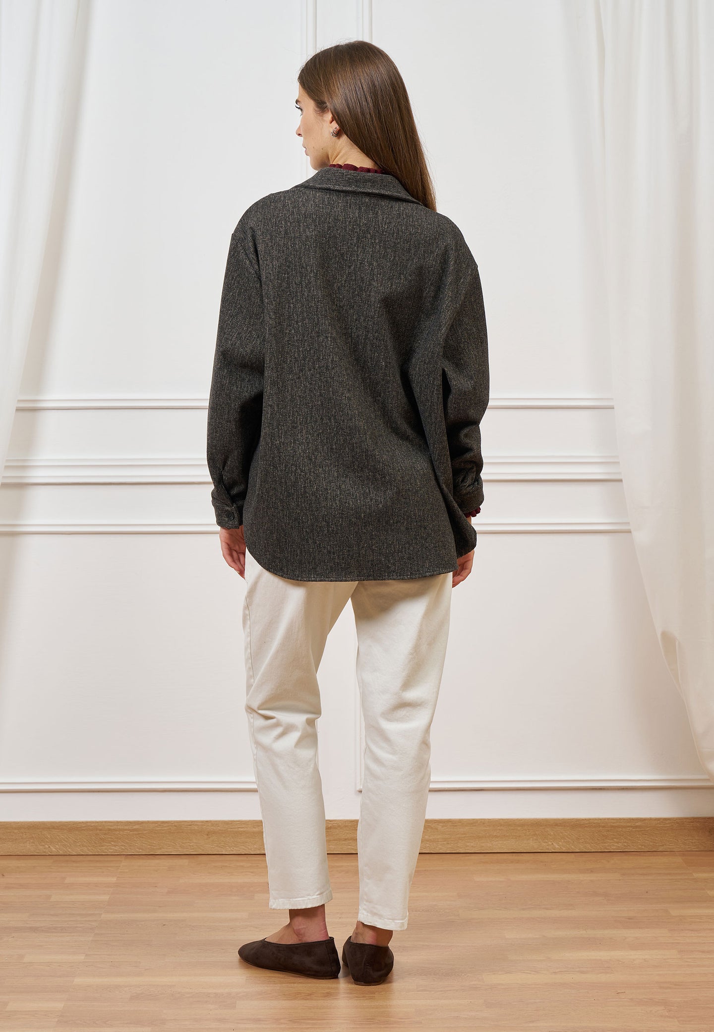 Giacca over spinata con tasche