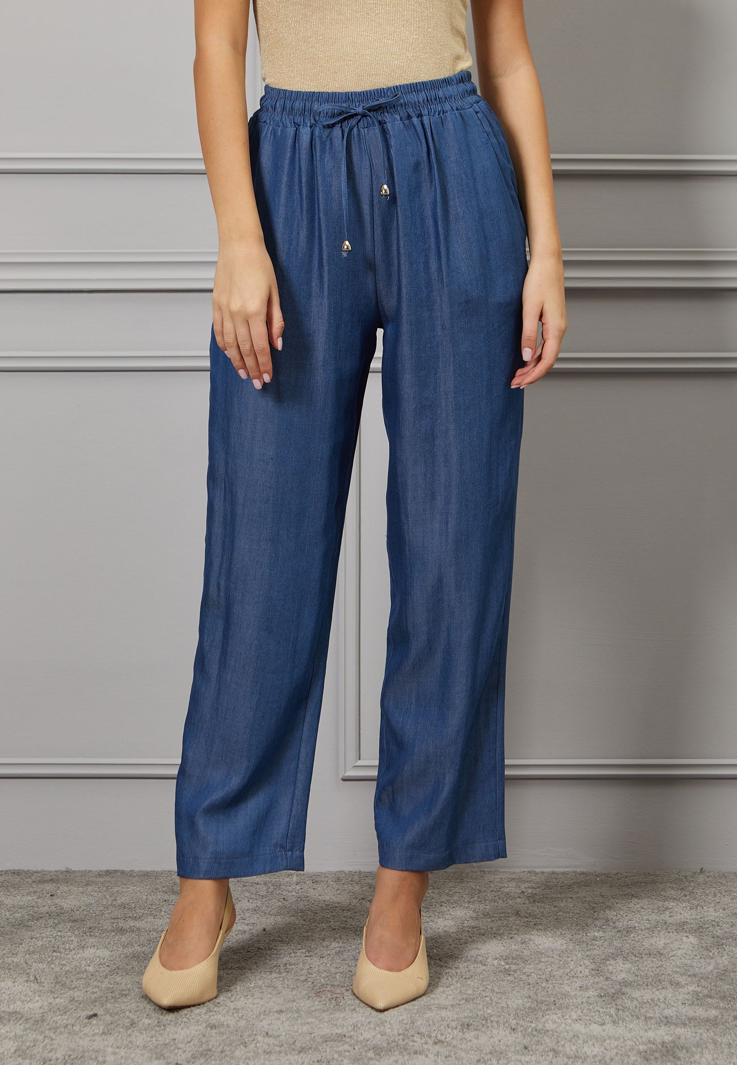 Pantalone jogging chambray