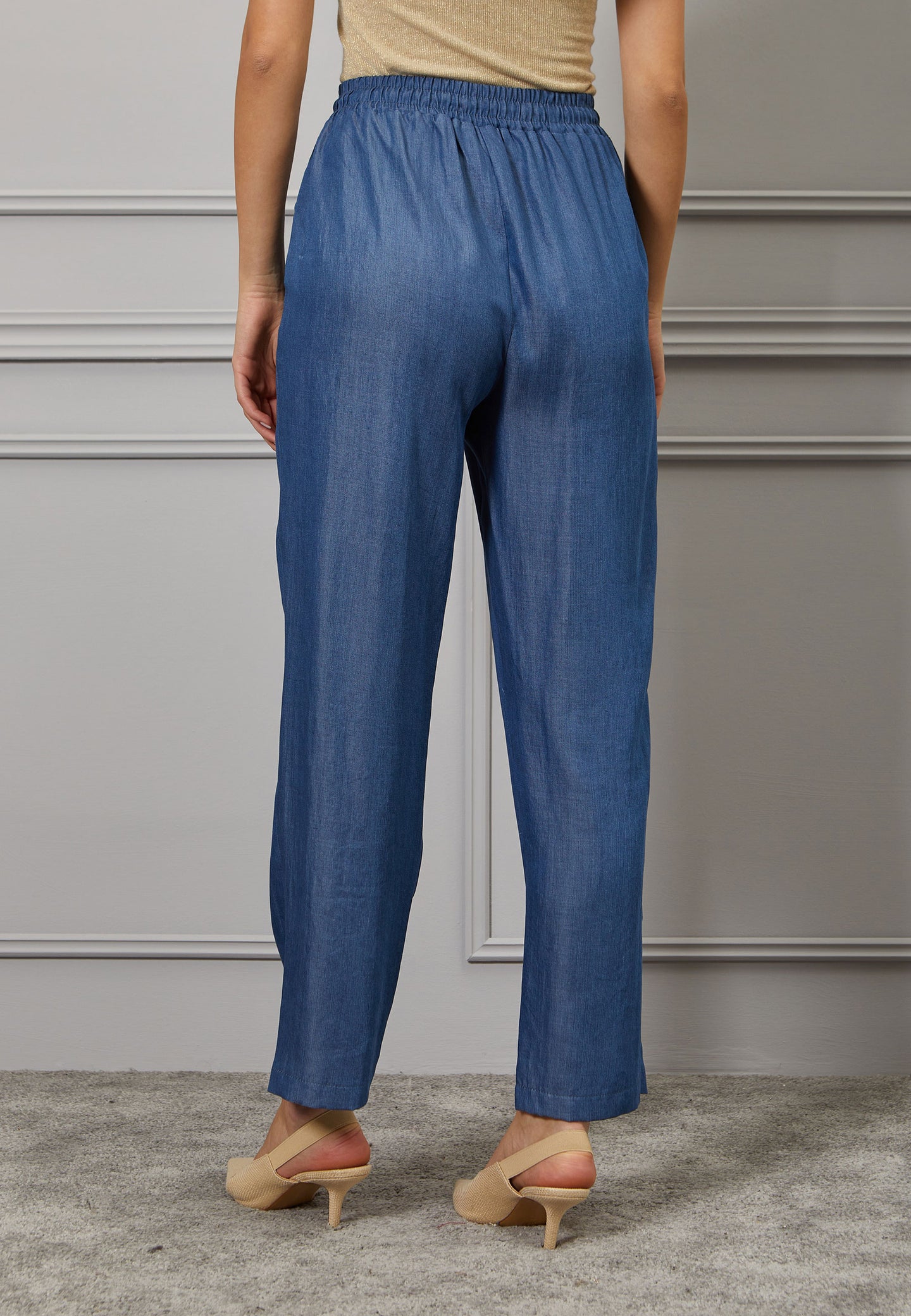 Pantalone jogging chambray