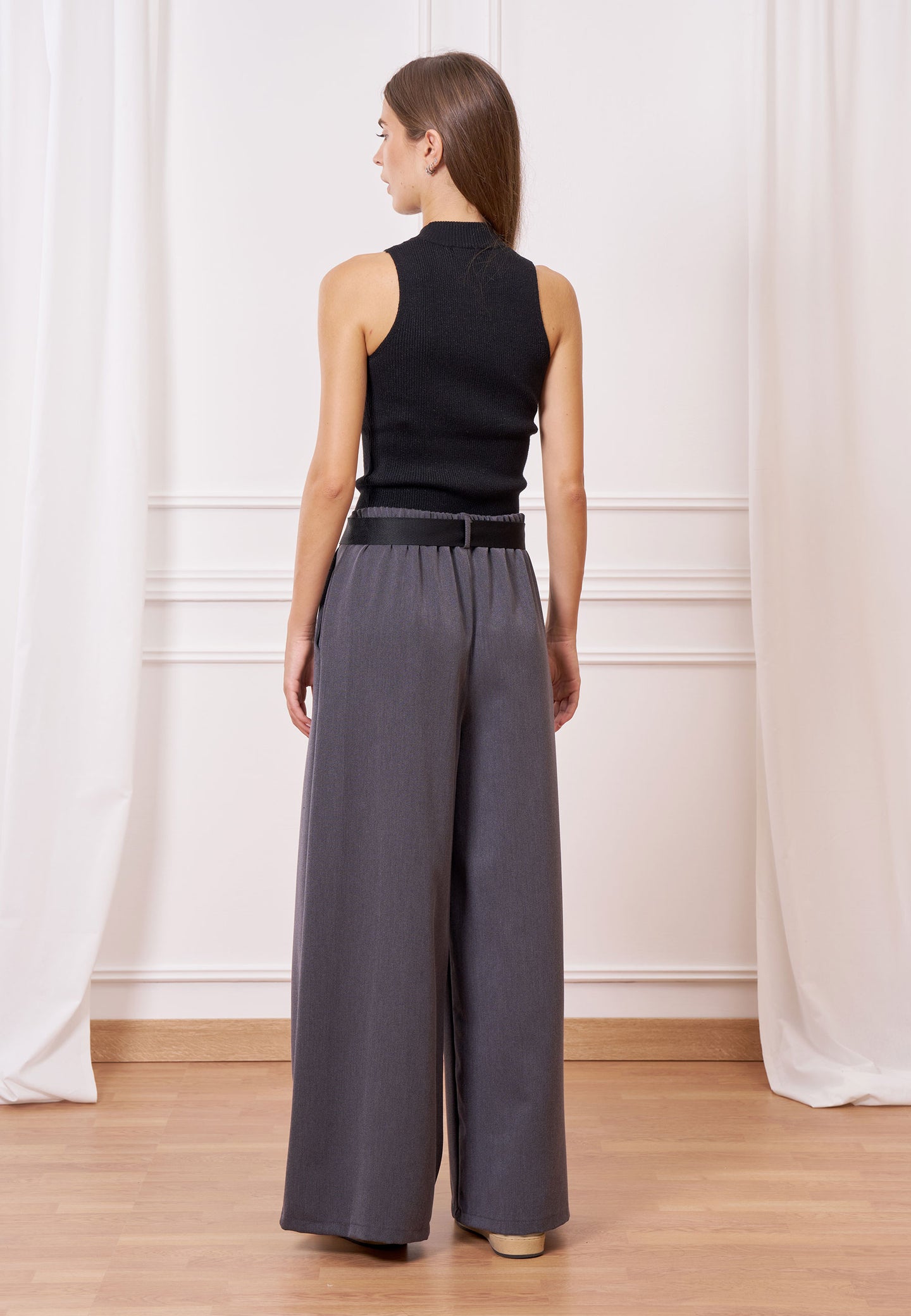 Pantalone melange vita alta