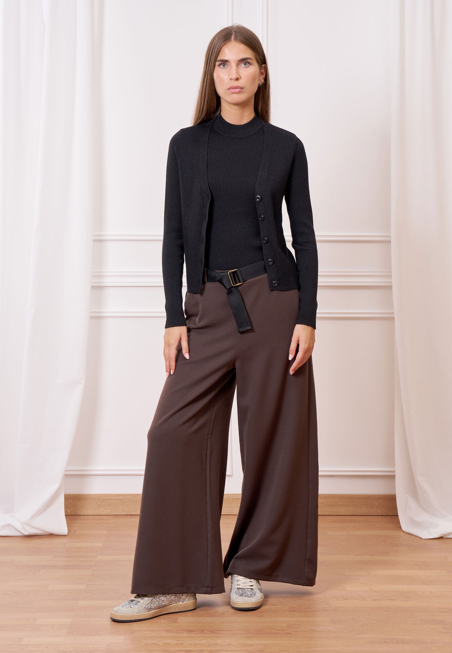 Pantalone melange vita alta