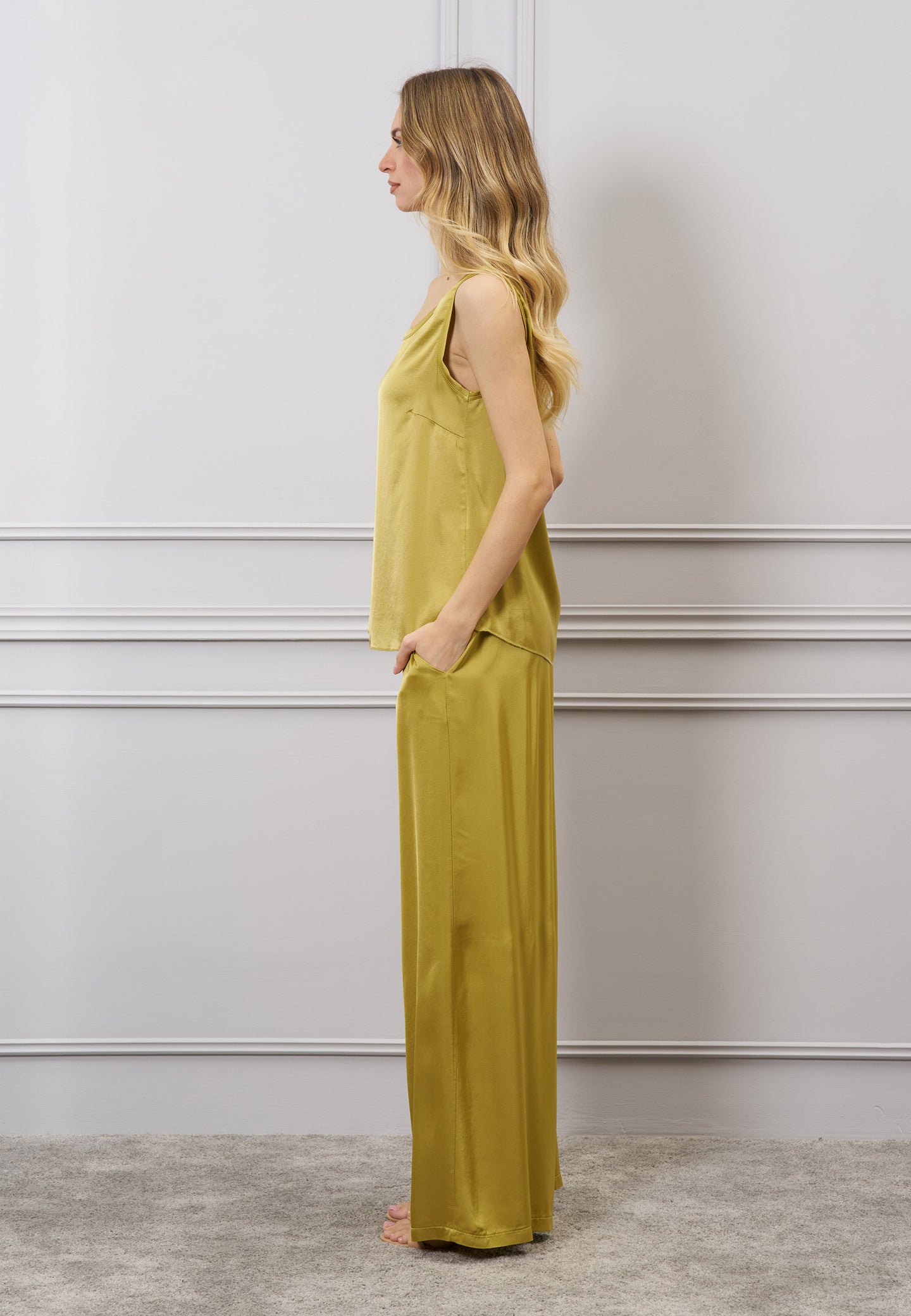 Pantalone palazzo in raso