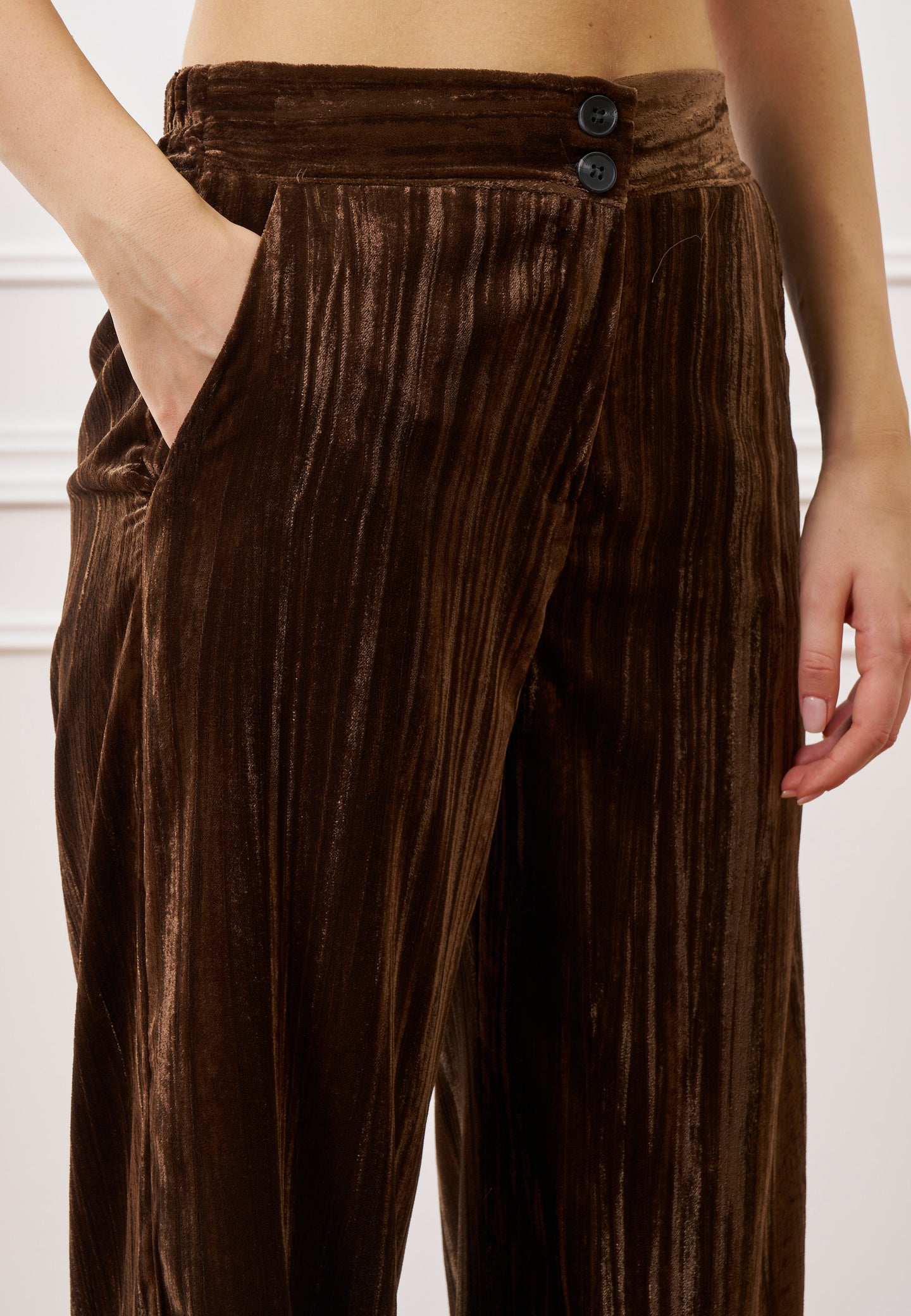 Pantalone palazzo in velluto martellato