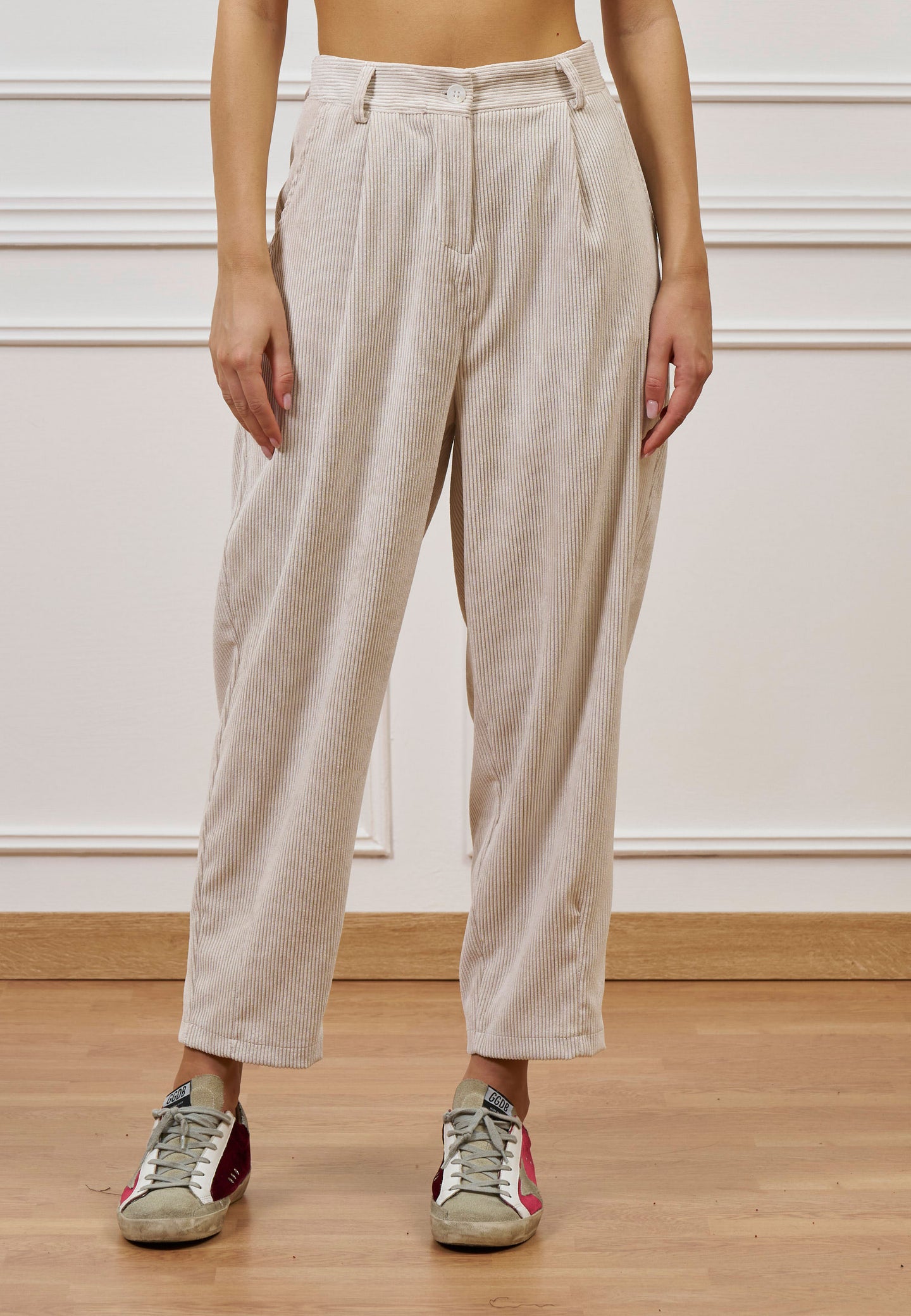 Pantalone pinces velluto