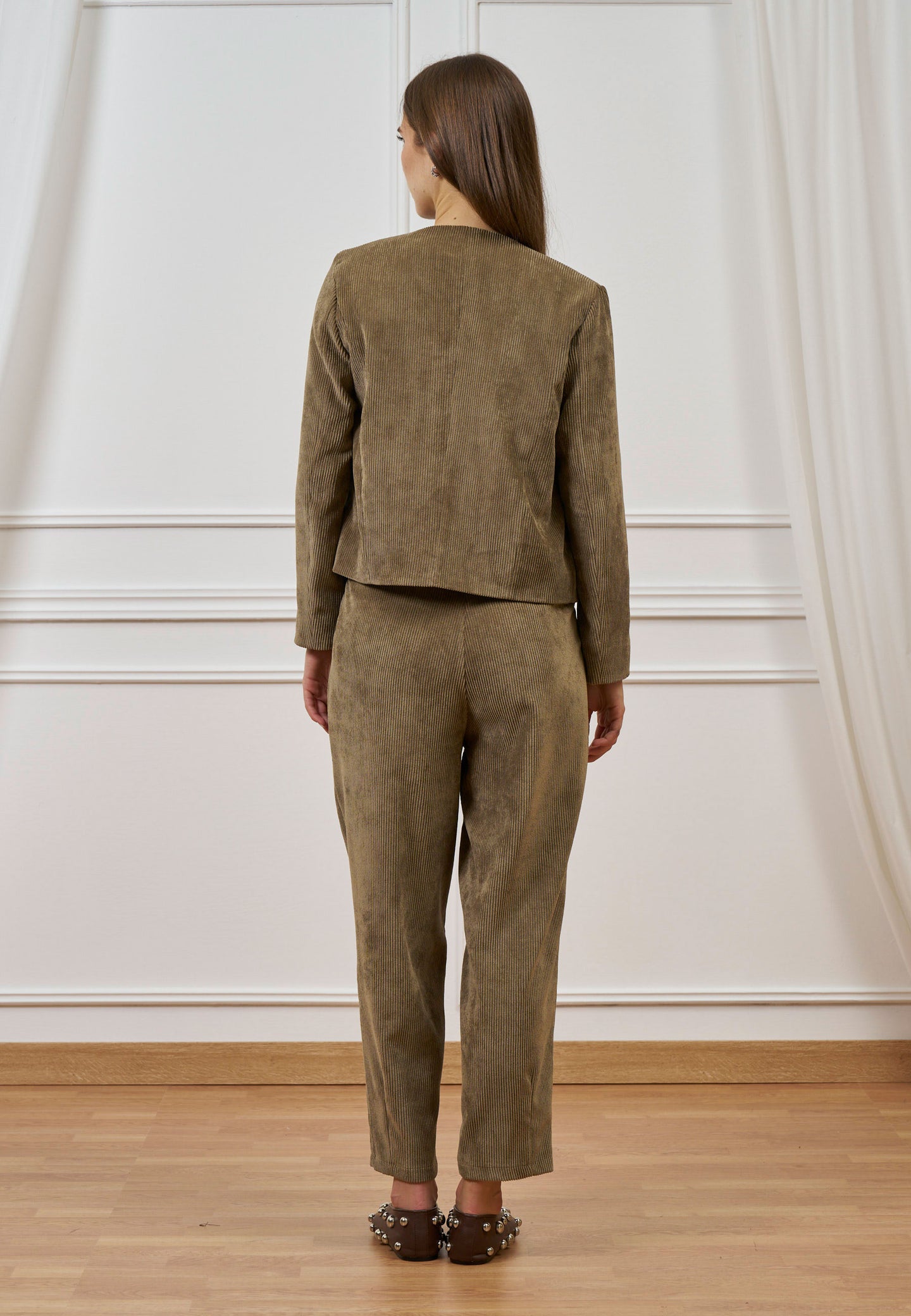 Pantalone pinces velluto