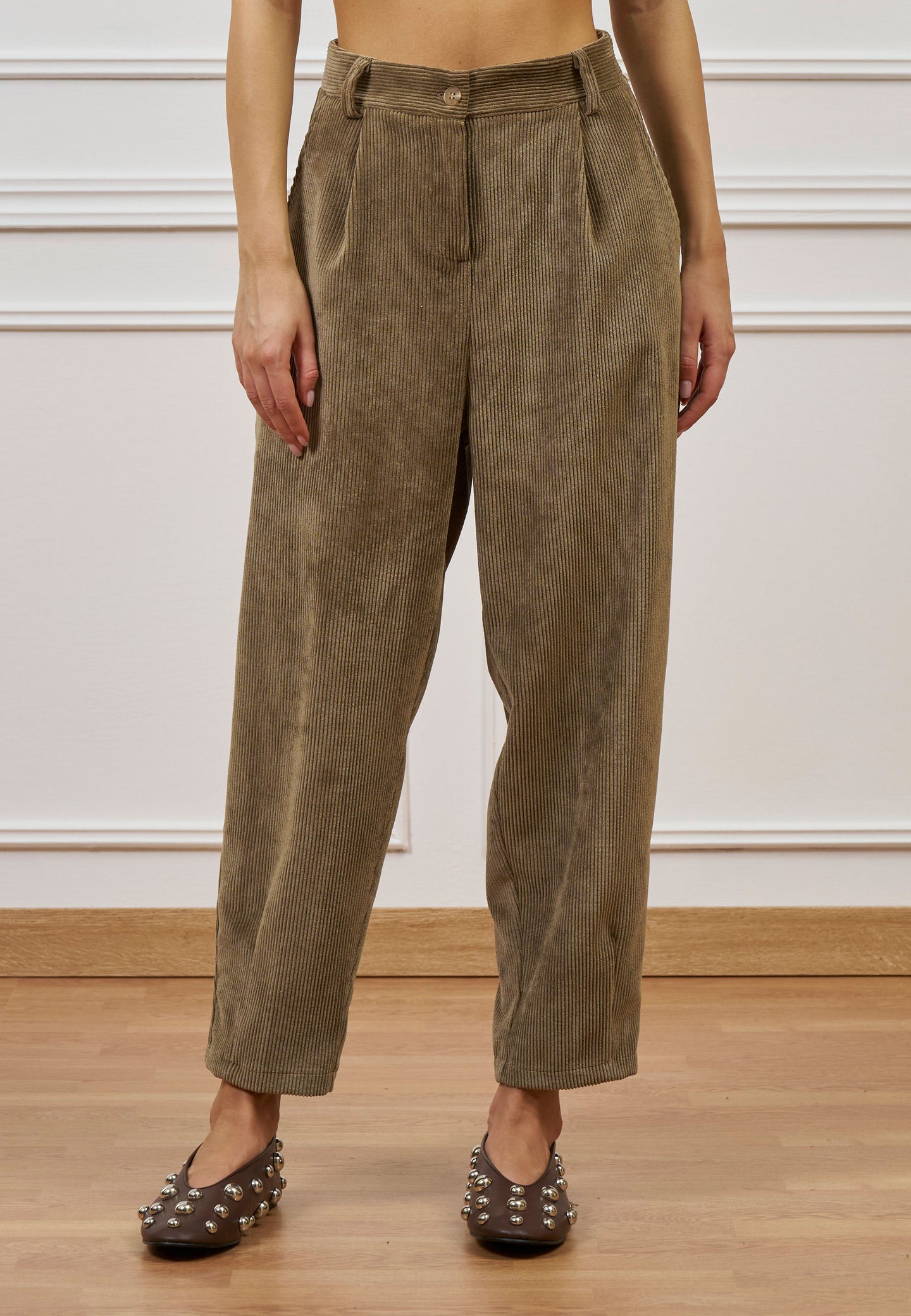 Pantalone pinces velluto