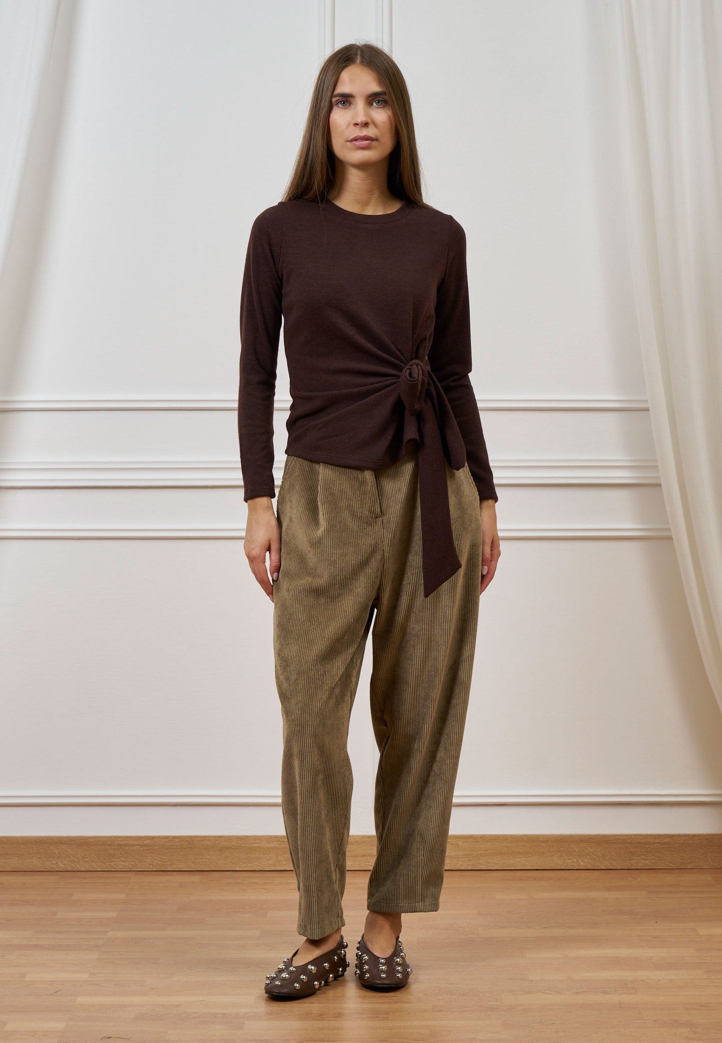 Pantalone pinces velluto