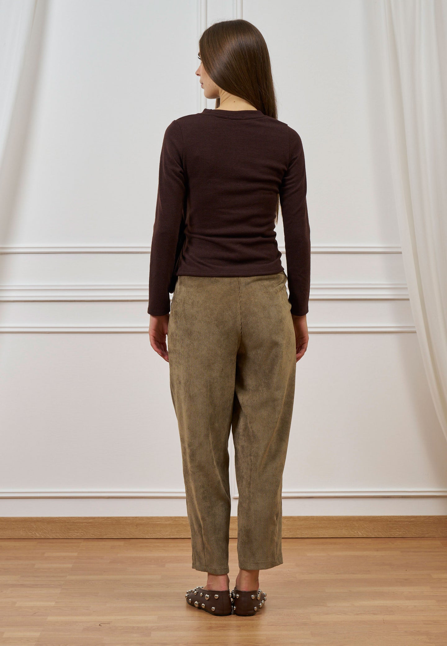 Pantalone pinces velluto