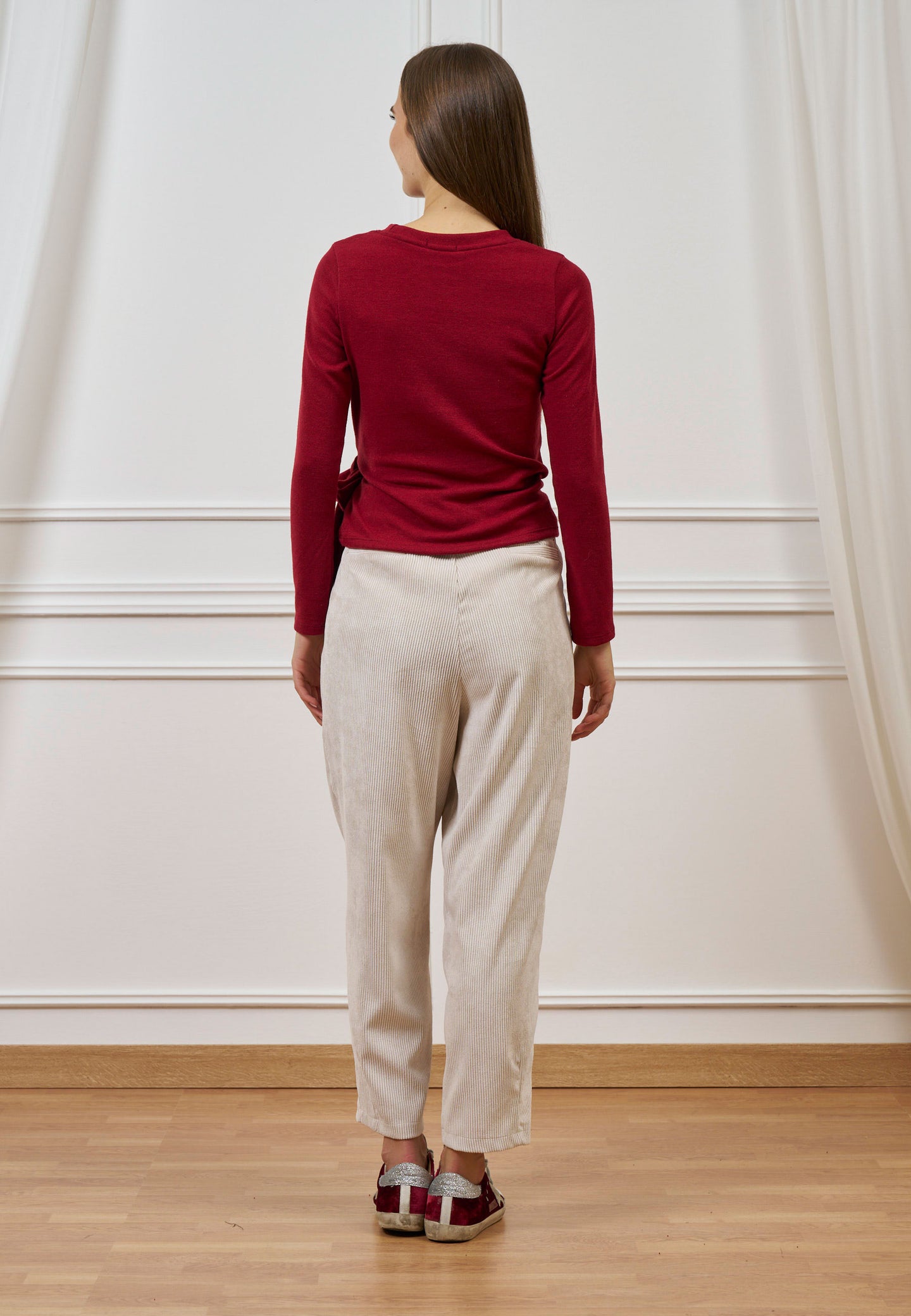 Pantalone pinces velluto