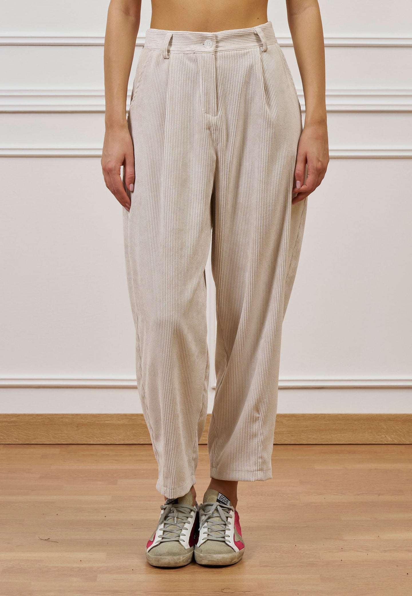 Pantalone pinces velluto