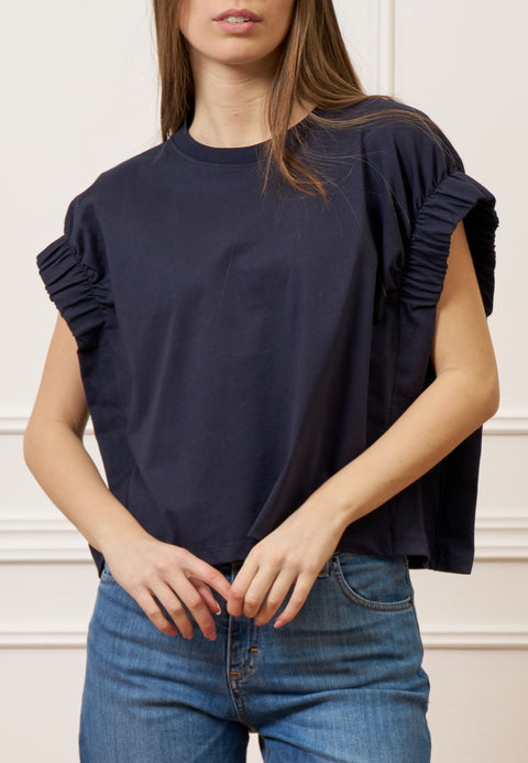 T-shirt con maniche arricciate