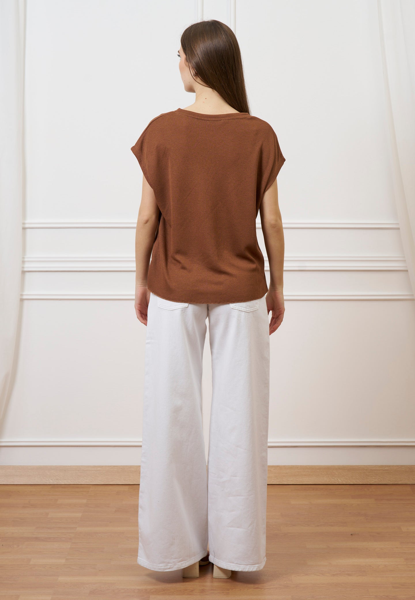 T-shirt over manica kimono - CAMMELLO