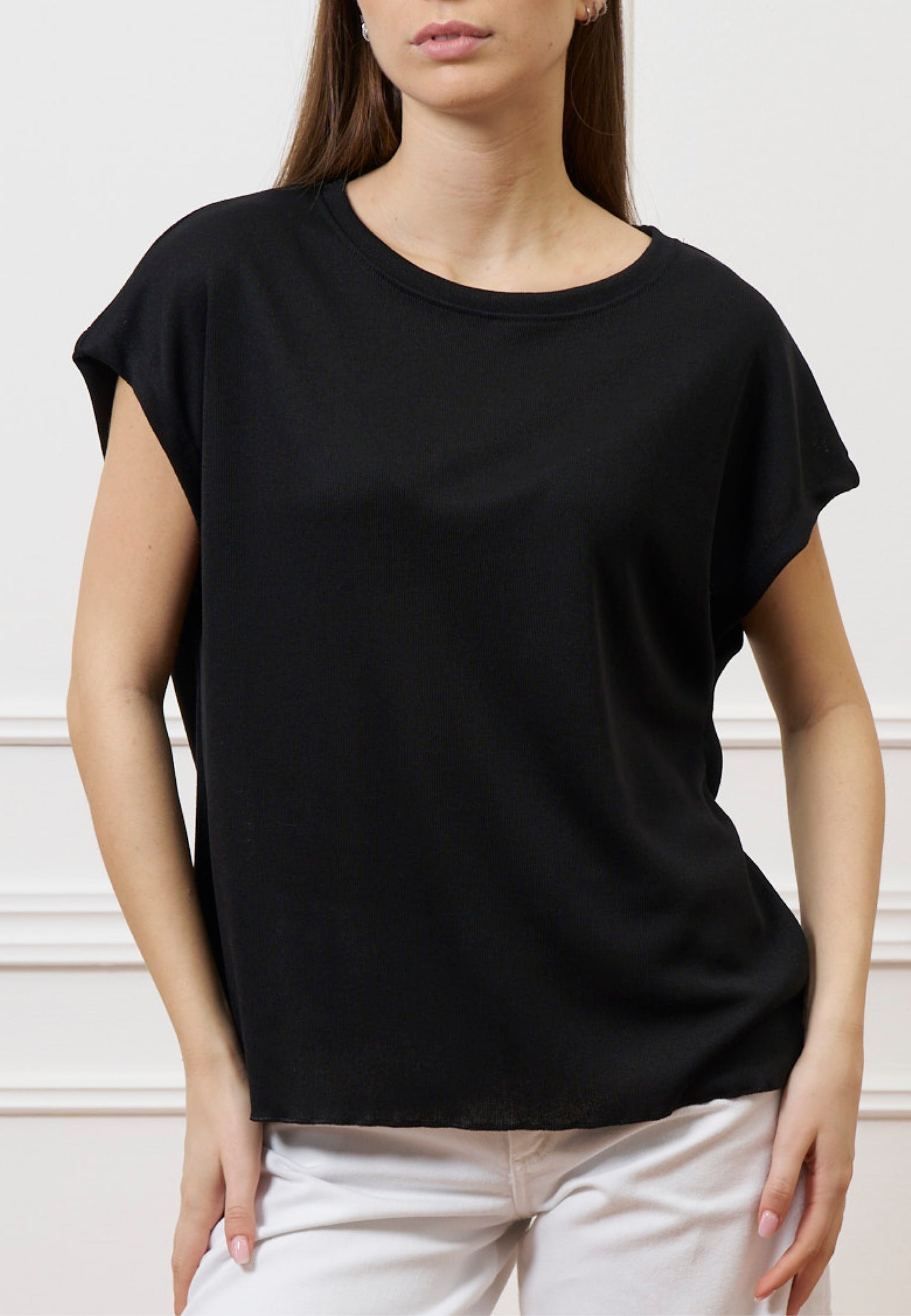 T-shirt over manica kimono - NERO