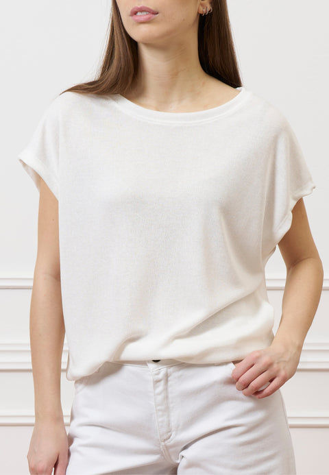 T-shirt over manica kimono - AVORIO
