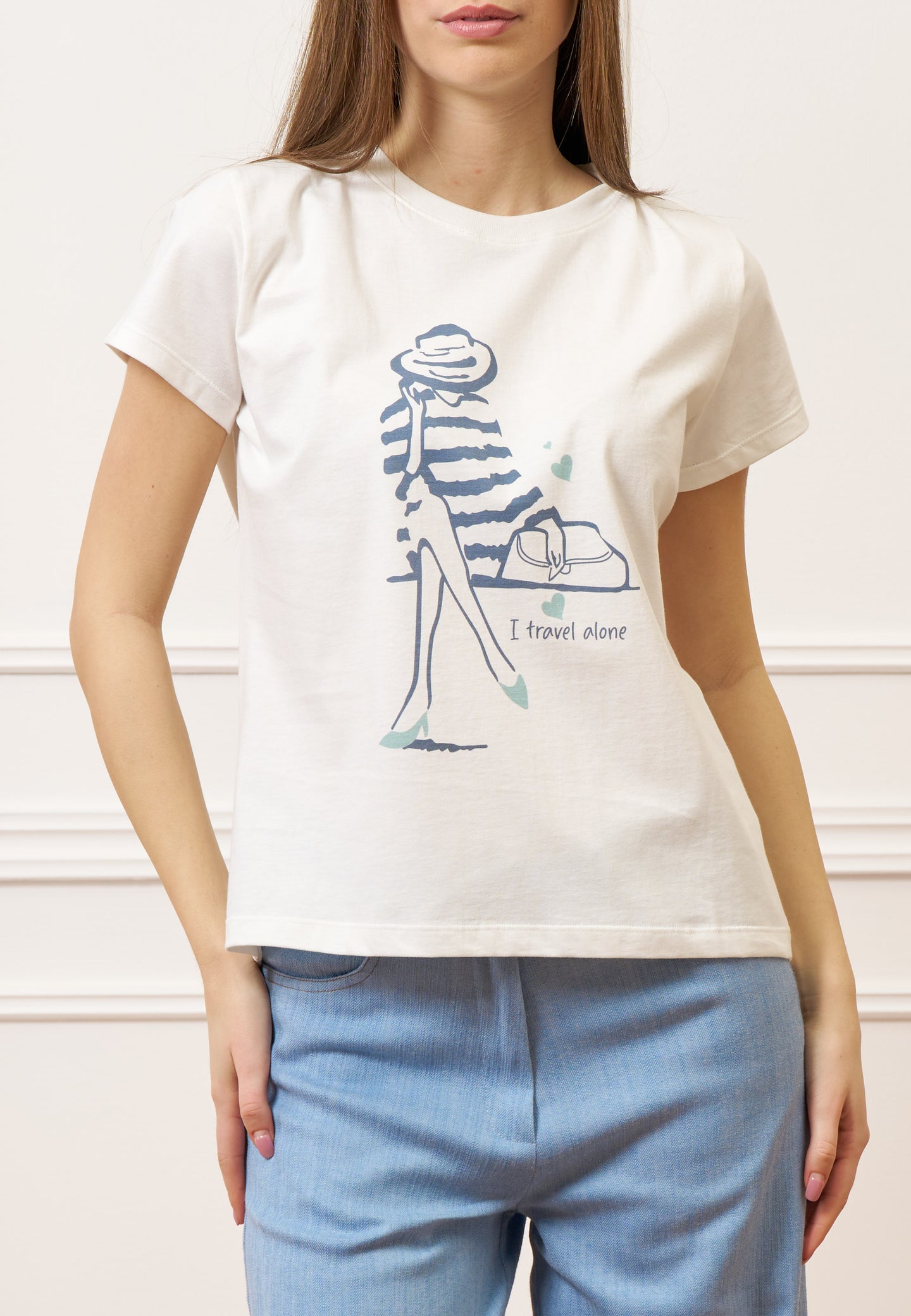 T-shirt con stampa donna righe