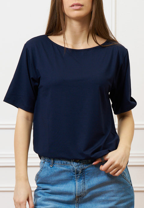 T-shirt ampia in viscosa - BLU