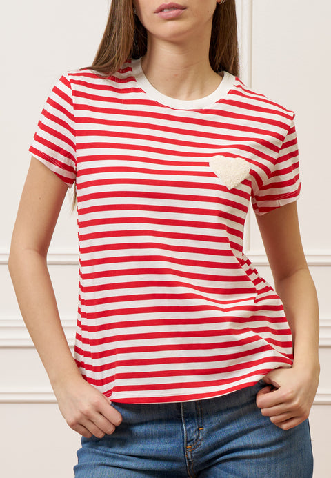 T-shirt a righe con cuore