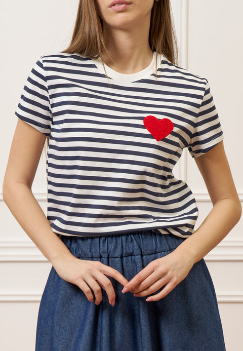 T-shirt a righe con cuore