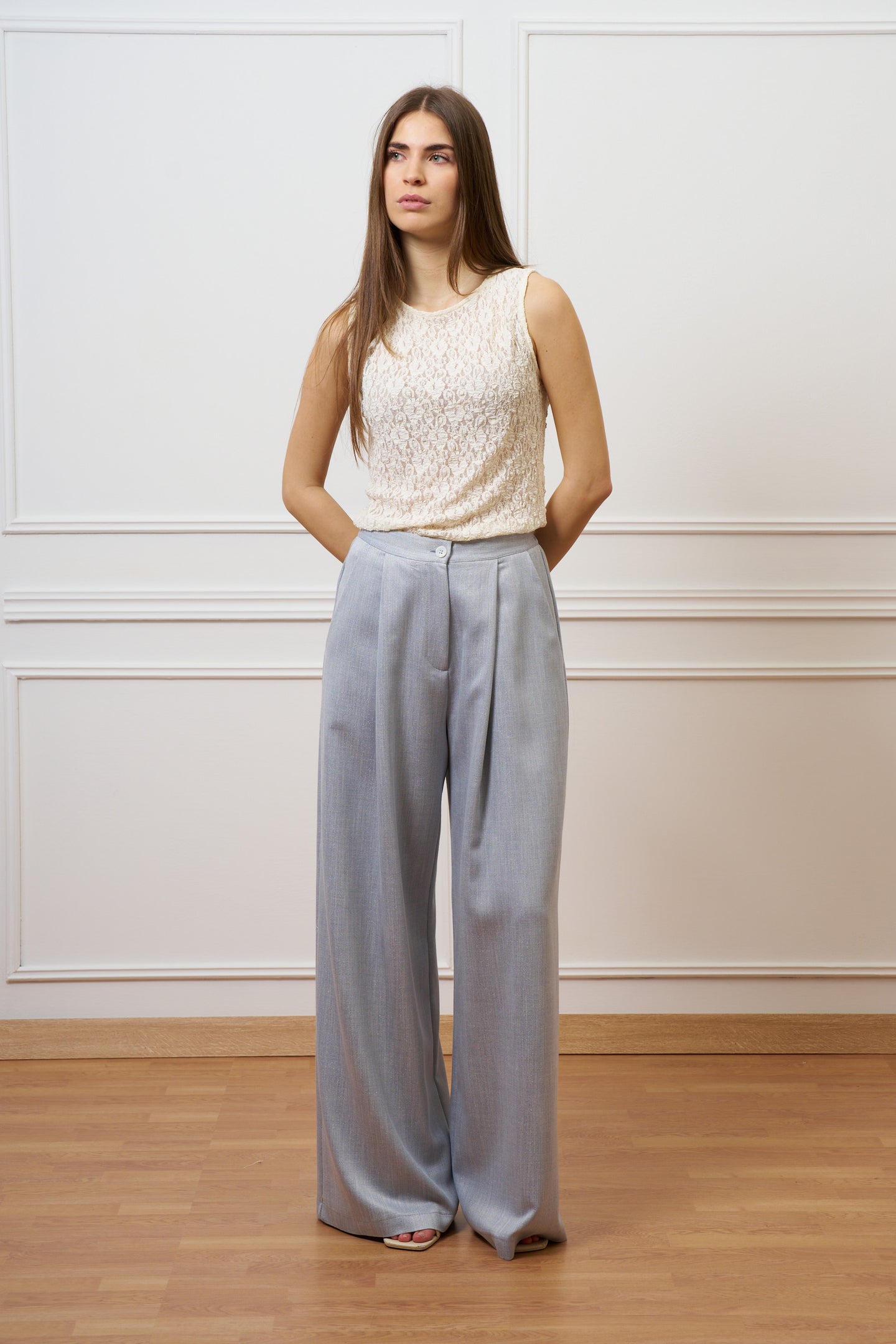 Top in pizzo stretch - BIANCO