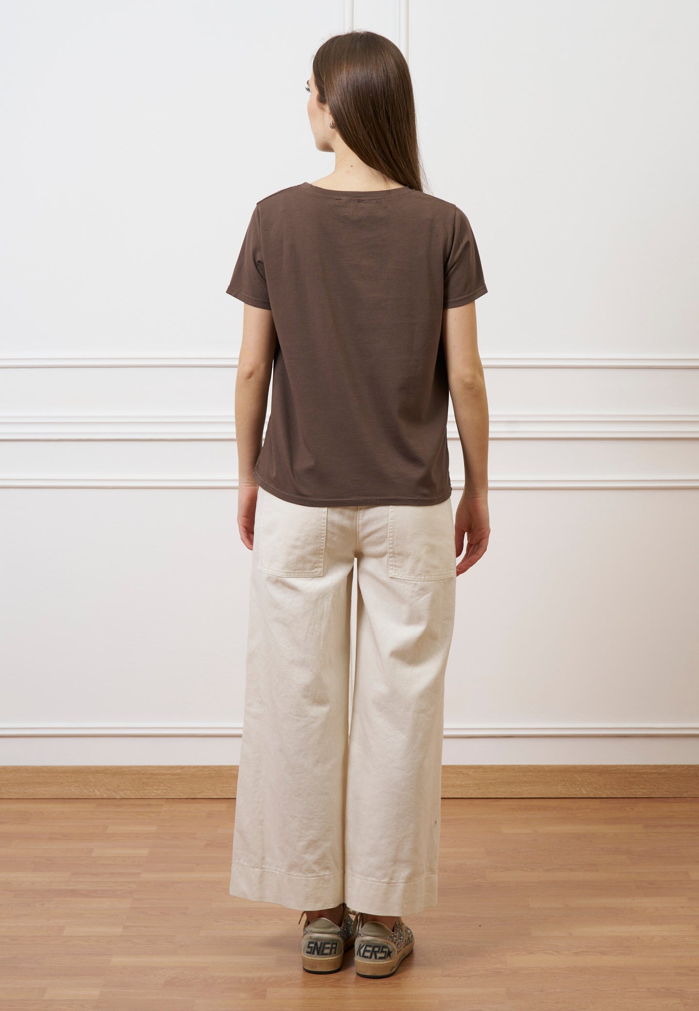 T-shirt taschino con rouches - MARRONE