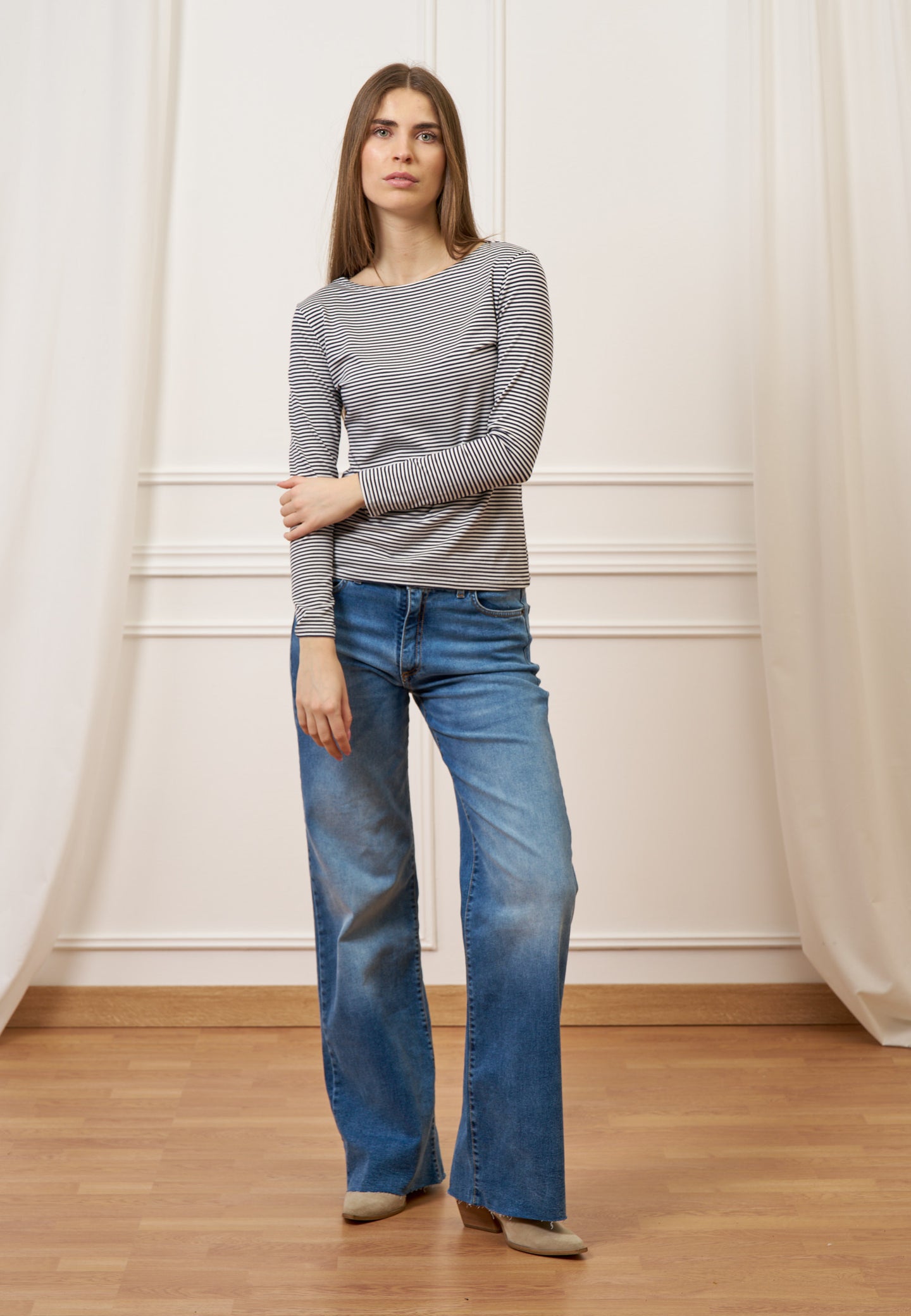 T-shirt a righe bicolore