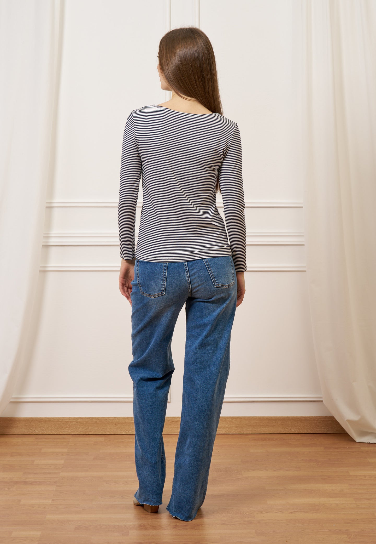 T-shirt a righe bicolore