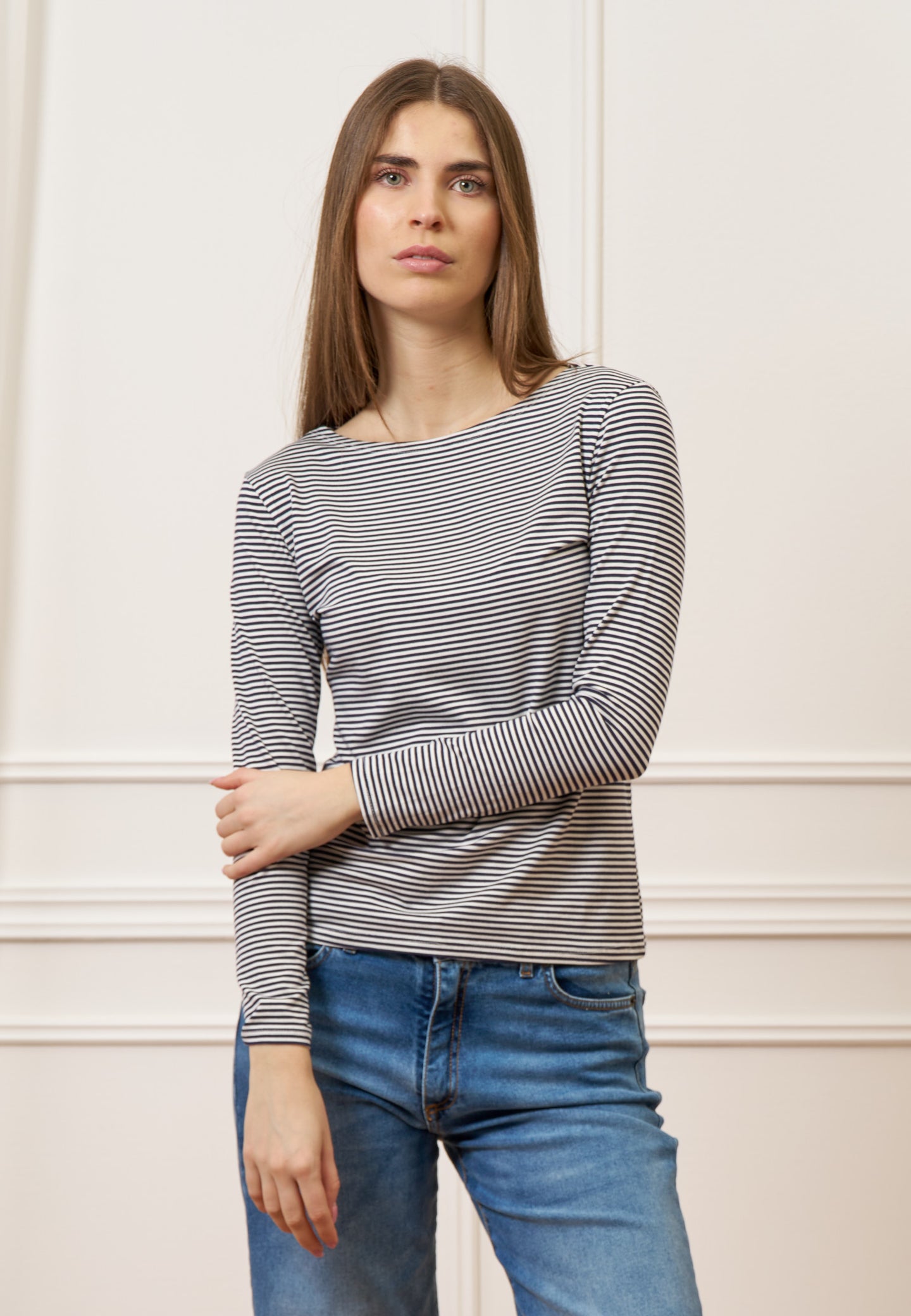 T-shirt a righe bicolore