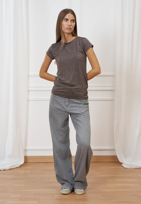 T-shirt a costine in lurex