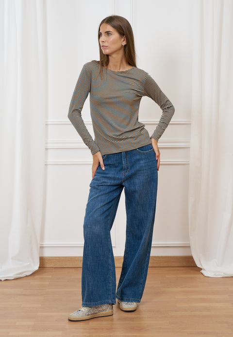 T-shirt a righe bicolore