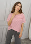 T-shirt a righe ricamo love