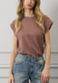 T-shirt con spalline misto lino