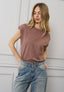 T-shirt con spalline misto lino
