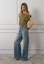 T-shirt con spalline misto lino