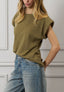 T-shirt con spalline misto lino