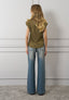 T-shirt con spalline misto lino
