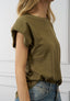 T-shirt con spalline misto lino