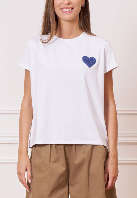 T-shirt cuore ricamato