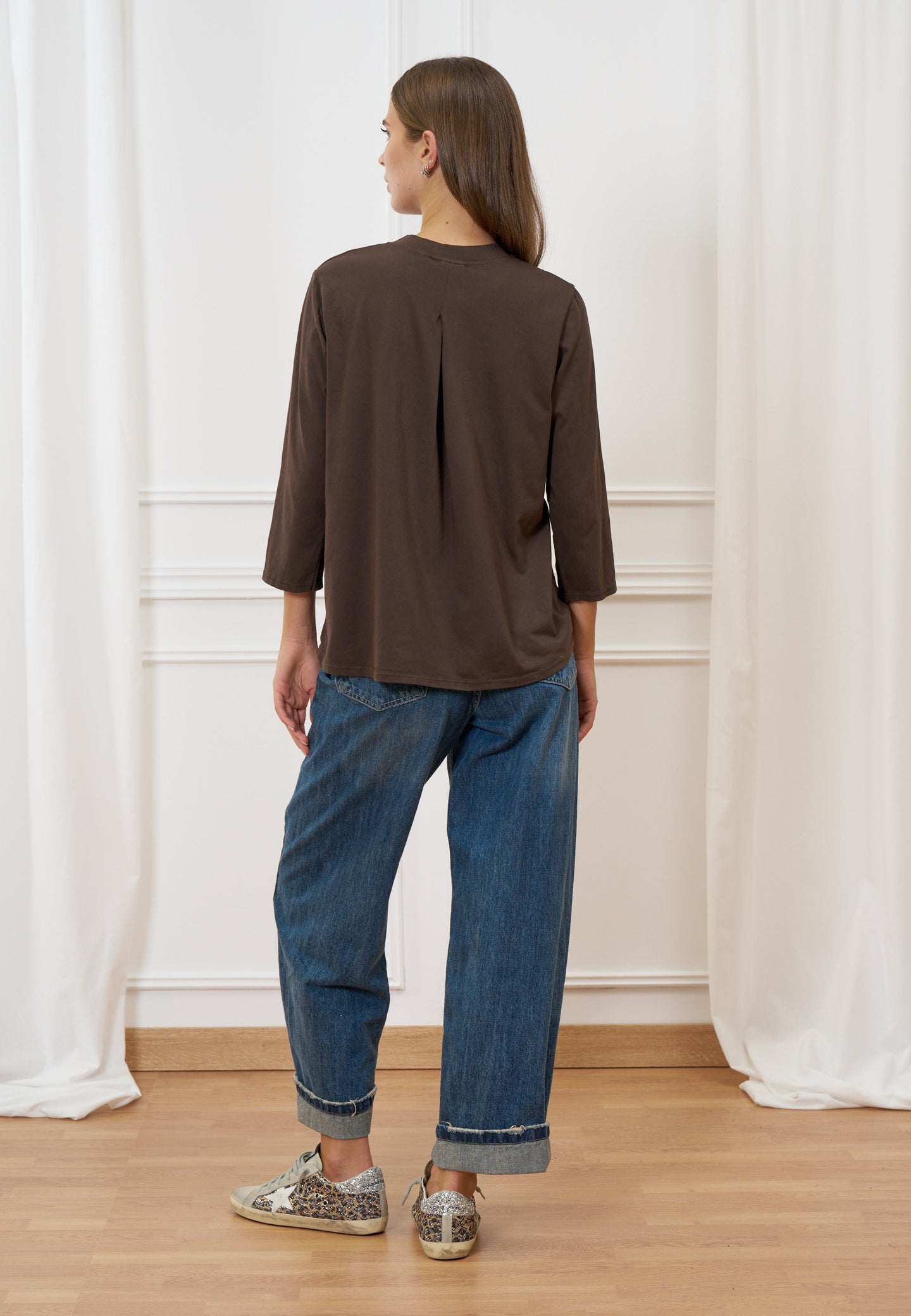 T-shirt girocollo manica trequarti