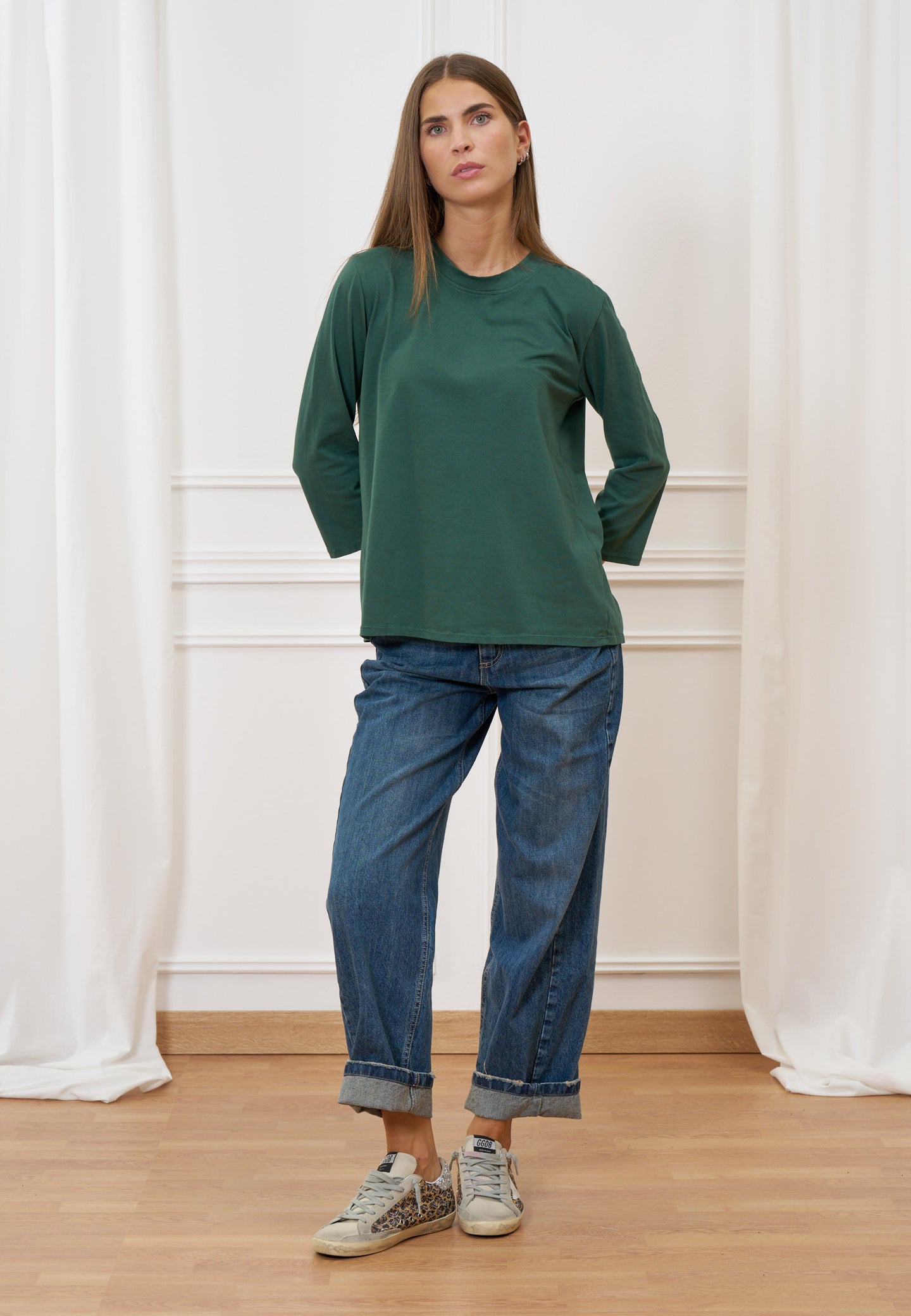 T-shirt girocollo manica trequarti